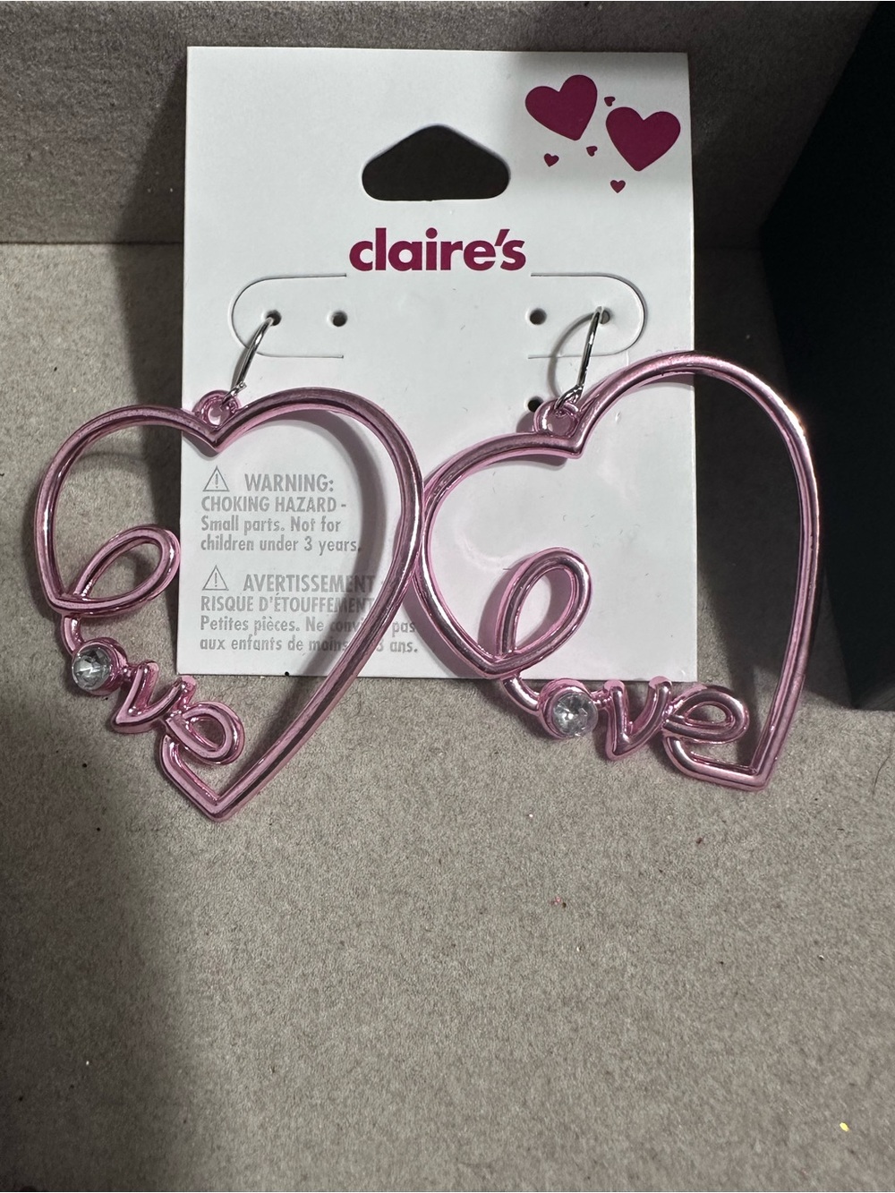 Valentine’s Day Earrings Lot 5 Pairs Hearts Claire’s Rhinestone Pink
